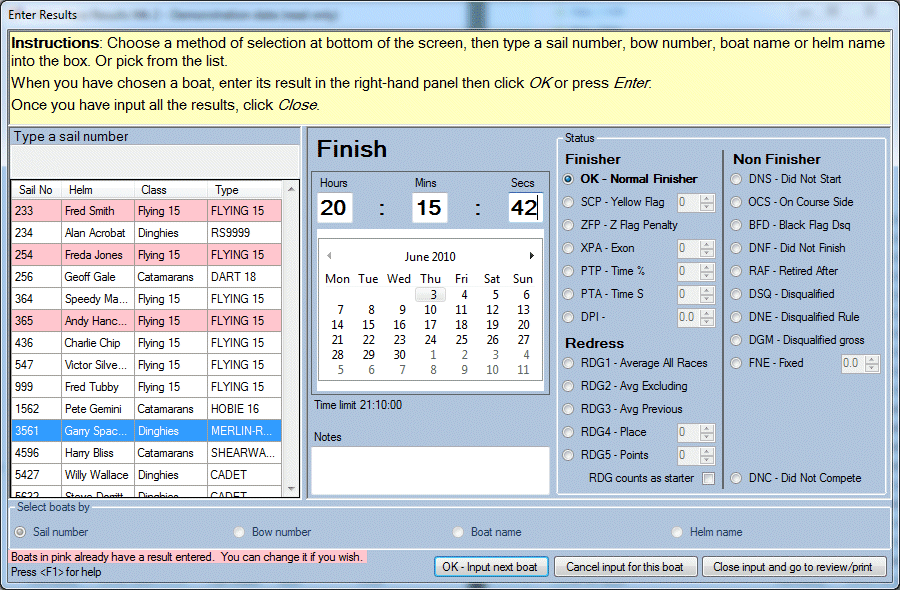 Choose races screen