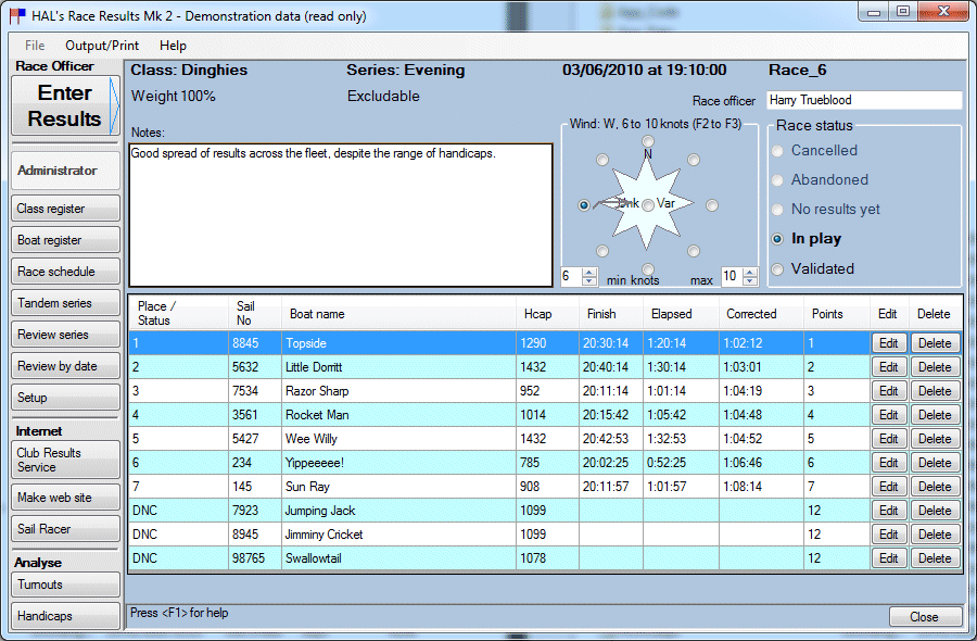 Check race results